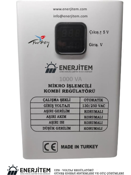 Enerjitem Combi Regulator Microprocessor Combi Voltage Regulator 1000VA,ENERJITEMK1000VA