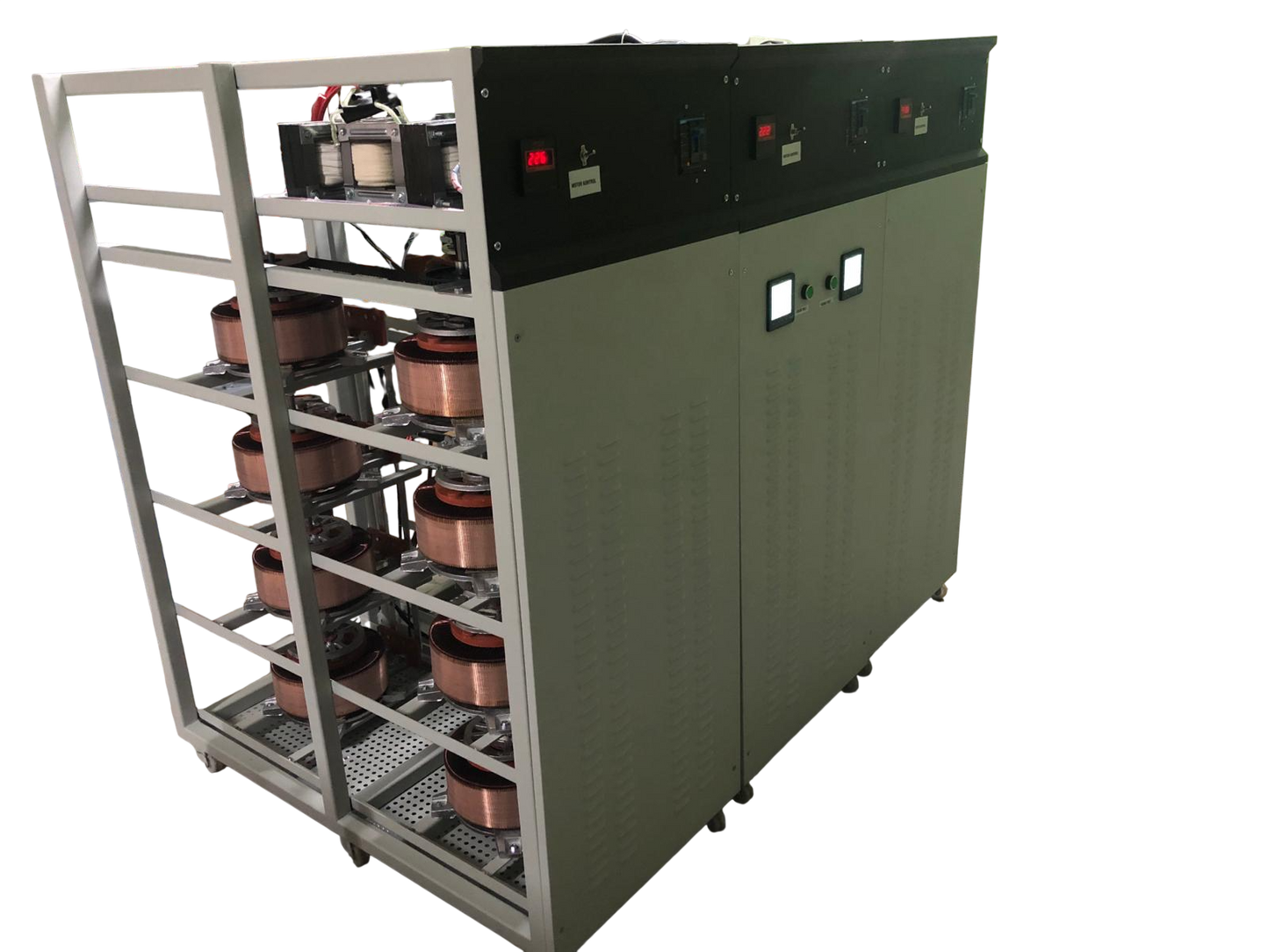 Enerjitem 75 kva 0-300 V ph-N, 0-516 V ph-ph Variac de test, AVEC BOUTON, AVEC ÉCRAN. Réglage de la tension, triphasé